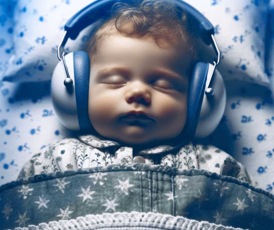 baby sleeping with headphones